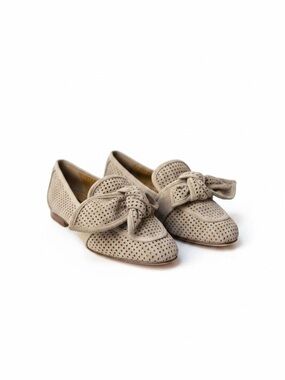 Kenzie Natural Beige Woven Knot Raffia Loafers, Women's Size 7.5